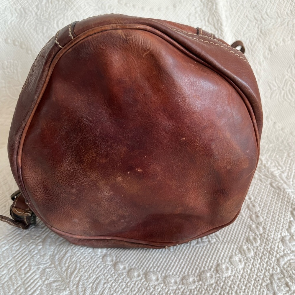 leather bag LARELLA ITALY bucket bag backpack w/ straps Italian vintage - Picture 11 of 17